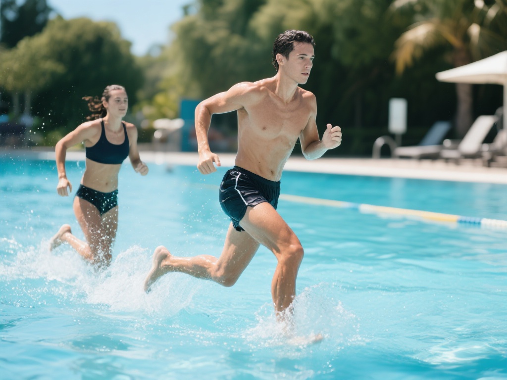 此外，水中慢跑还具有一定的趣味性。在清凉