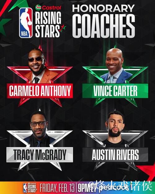 NBA新秀赛荣誉主帅阵容公布 麦蒂与安东尼领军